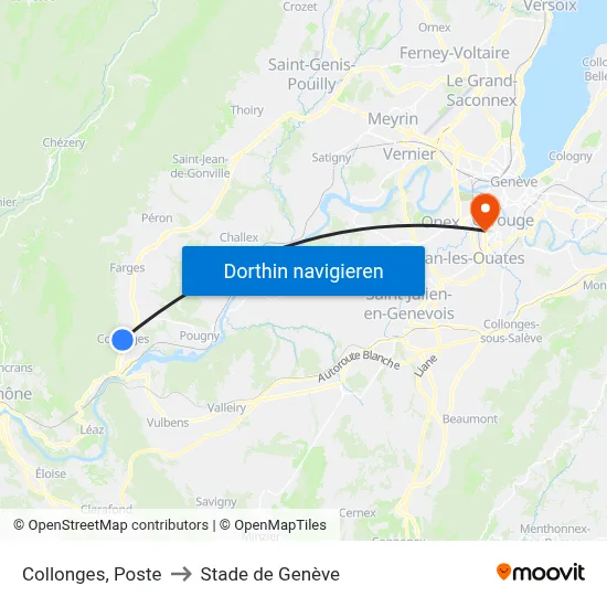Collonges, Poste to Stade de Genève map