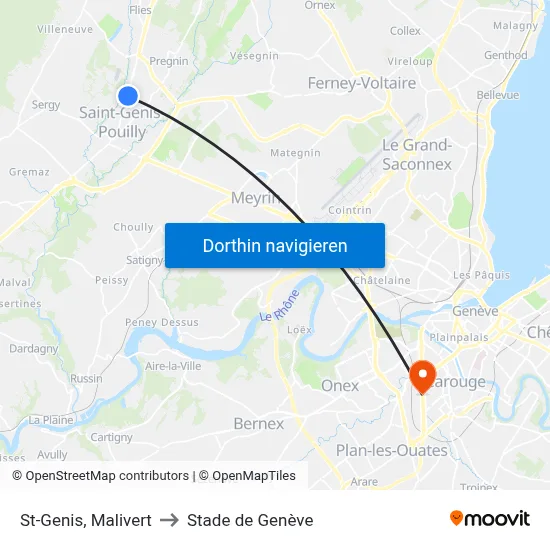 St-Genis, Malivert to Stade de Genève map