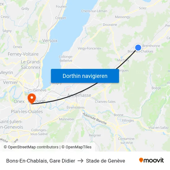 Bons-En-Chablais, Gare Didier to Stade de Genève map
