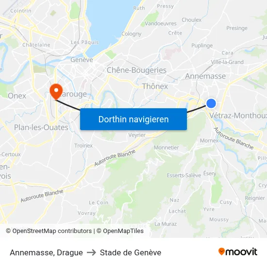 Annemasse, Drague to Stade de Genève map