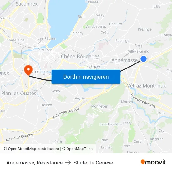 Annemasse, Résistance to Stade de Genève map