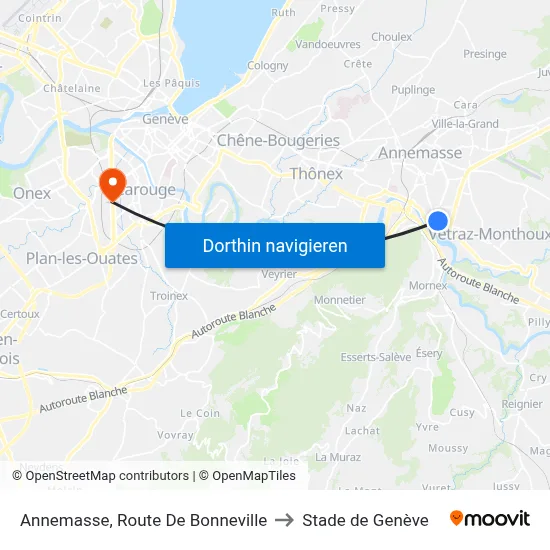 Annemasse, Route De Bonneville to Stade de Genève map