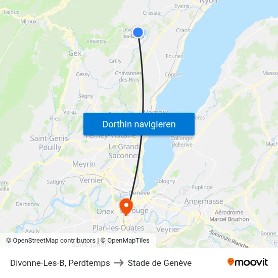 Divonne-Les-B, Perdtemps to Stade de Genève map