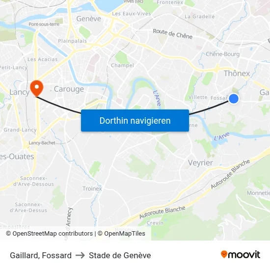 Gaillard, Fossard to Stade de Genève map