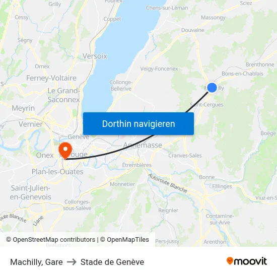 Machilly, Gare to Stade de Genève map