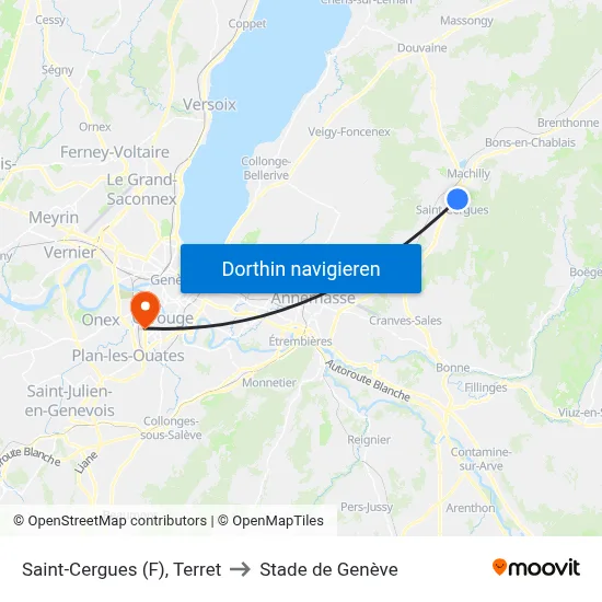 Saint-Cergues (F), Terret to Stade de Genève map