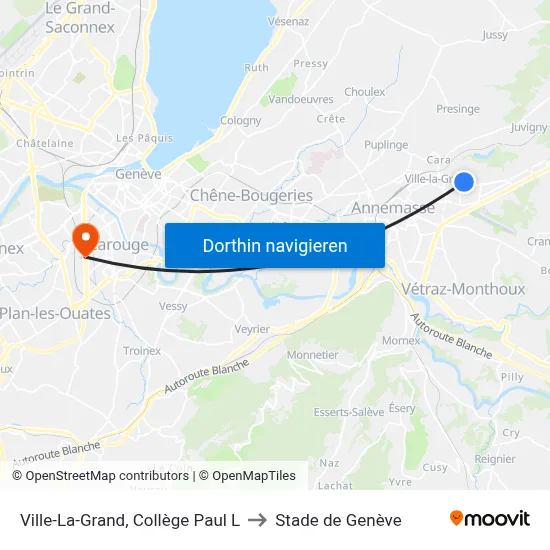 Ville-La-Grand, Collège Paul L to Stade de Genève map