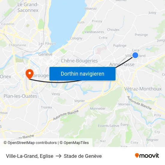Ville-La-Grand, Eglise to Stade de Genève map