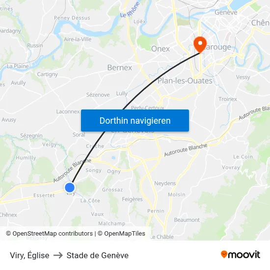 Viry, Église to Stade de Genève map