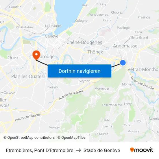 Étrembières, Pont D'Etrembière to Stade de Genève map