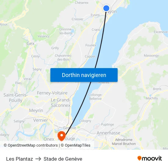 Les Plantaz to Stade de Genève map