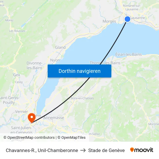 Chavannes-R., Unil-Chamberonne to Stade de Genève map