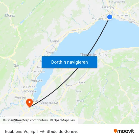 Ecublens Vd, Epfl to Stade de Genève map