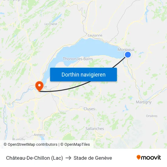 Château-De-Chillon (Lac) to Stade de Genève map