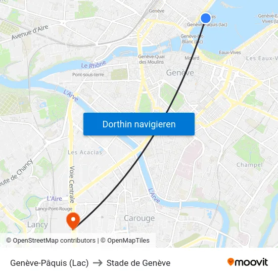 Genève-Pâquis (Lac) to Stade de Genève map