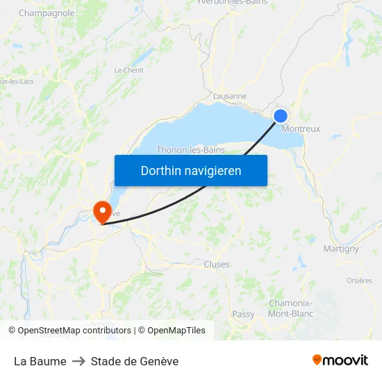 La Baume to Stade de Genève map