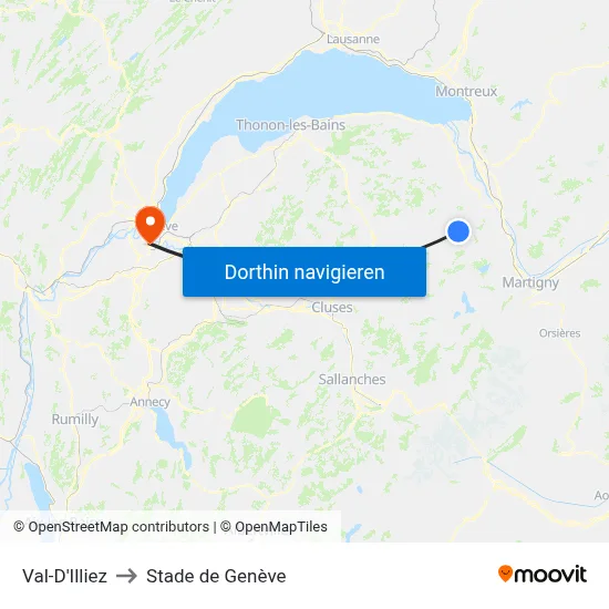 Val-D'Illiez to Stade de Genève map