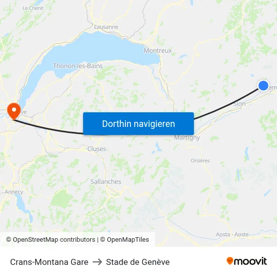Crans-Montana Gare to Stade de Genève map