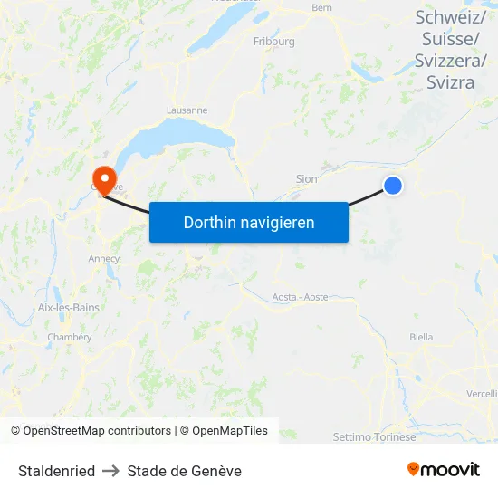 Staldenried to Stade de Genève map