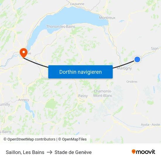 Saillon, Les Bains to Stade de Genève map