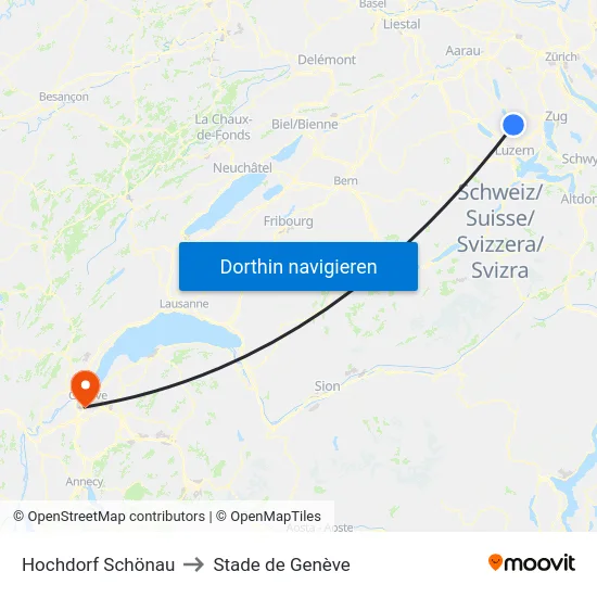 Hochdorf Schönau to Stade de Genève map