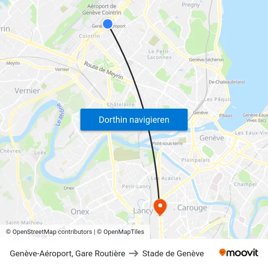Genève-Aéroport, Gare Routière to Stade de Genève map