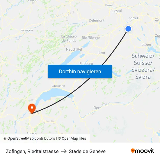 Zofingen, Riedtalstrasse to Stade de Genève map