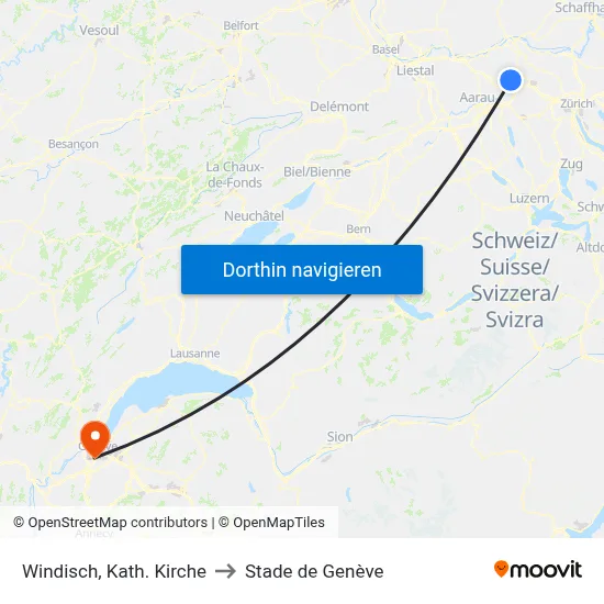 Windisch, Kath. Kirche to Stade de Genève map