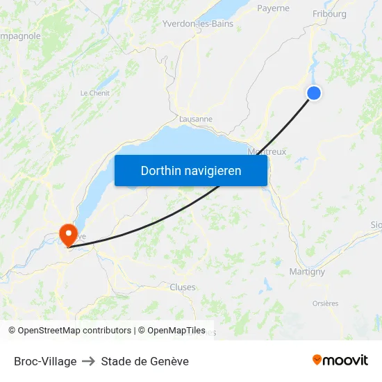 Broc-Village to Stade de Genève map