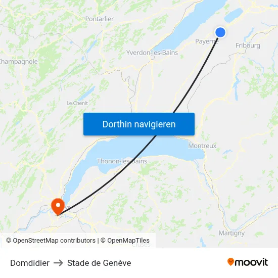 Domdidier to Stade de Genève map