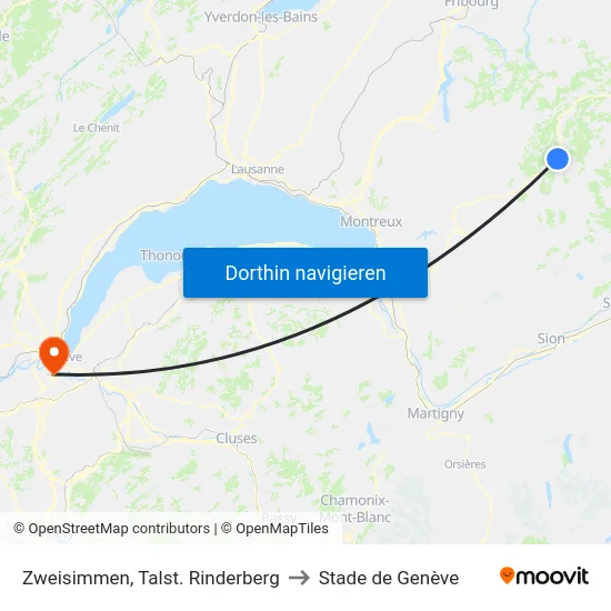 Zweisimmen, Talst. Rinderberg to Stade de Genève map