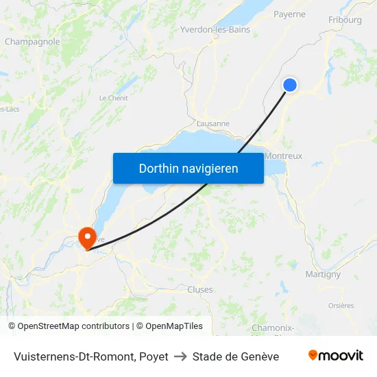 Vuisternens-Dt-Romont, Poyet to Stade de Genève map
