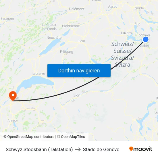 Schwyz Stoosbahn (Talstation) to Stade de Genève map