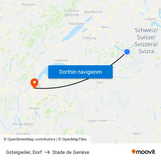 Gsteigwiler, Dorf to Stade de Genève map