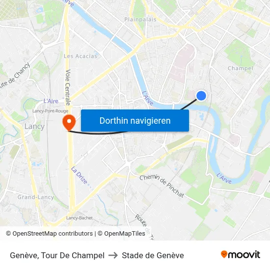 Genève, Tour De Champel to Stade de Genève map