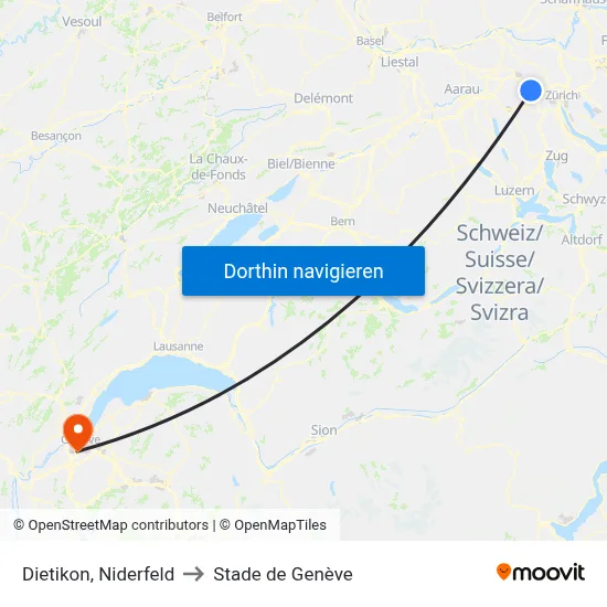 Dietikon, Niderfeld to Stade de Genève map