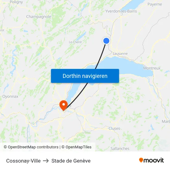 Cossonay-Ville to Stade de Genève map