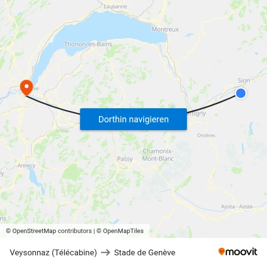 Veysonnaz (Télécabine) to Stade de Genève map