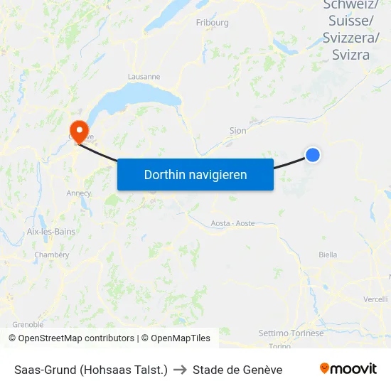 Saas-Grund (Hohsaas Talst.) to Stade de Genève map