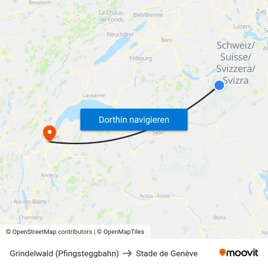 Grindelwald (Pfingsteggbahn) to Stade de Genève map