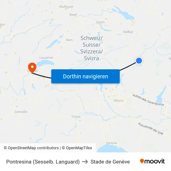 Pontresina (Sesselb. Languard) to Stade de Genève map