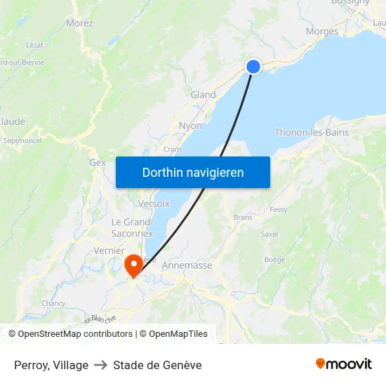 Perroy, Village to Stade de Genève map