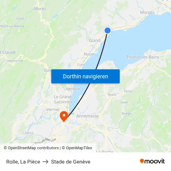 Rolle, La Pièce to Stade de Genève map