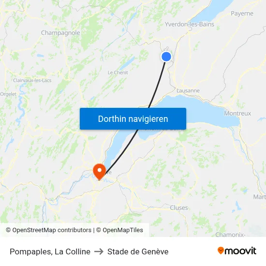 Pompaples, La Colline to Stade de Genève map