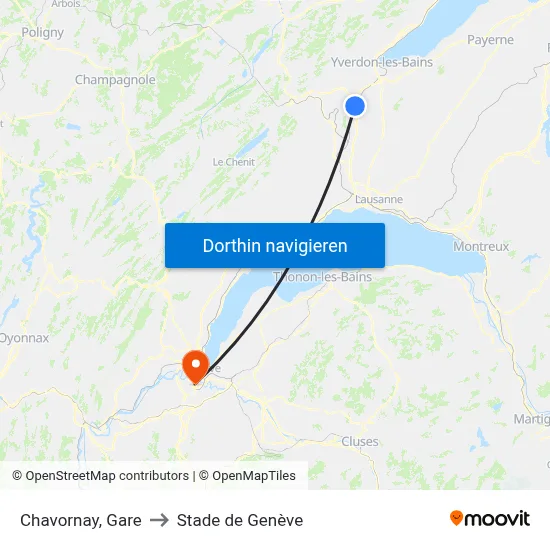 Chavornay, Gare to Stade de Genève map