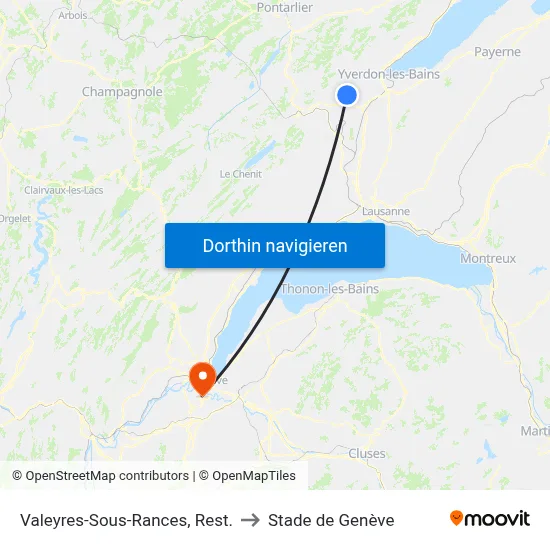 Valeyres-Sous-Rances, Rest. to Stade de Genève map