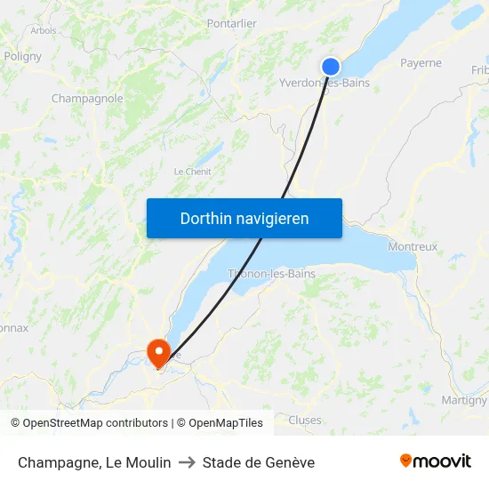 Champagne, Le Moulin to Stade de Genève map