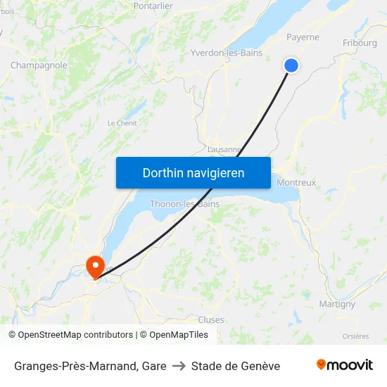 Granges-Près-Marnand, Gare to Stade de Genève map