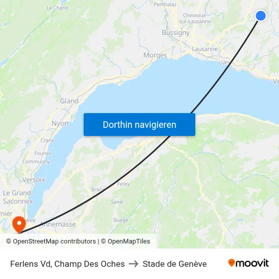 Ferlens Vd, Champ Des Oches to Stade de Genève map