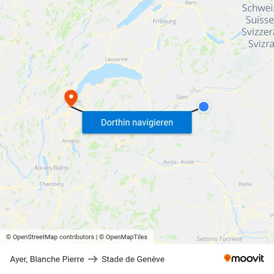 Ayer, Blanche Pierre to Stade de Genève map